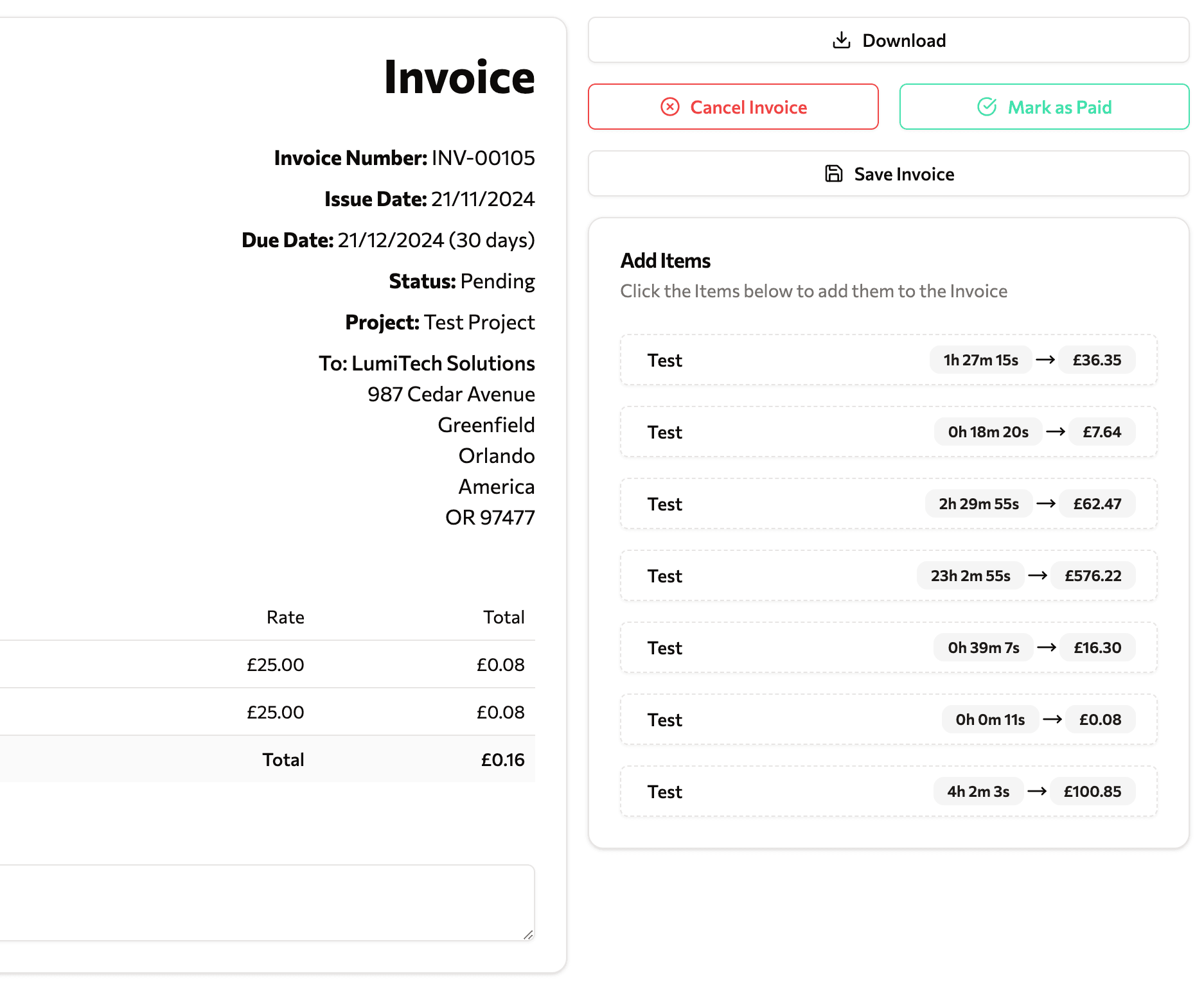 Add Invoice Items